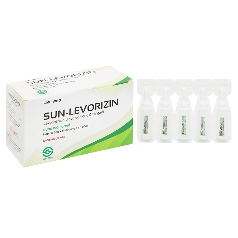 Dung dịch uống Sun-Levorizin 0.5mg/1ml trị triệu chứng viêm mũi dị ứng (30 ống x 5ml) - 